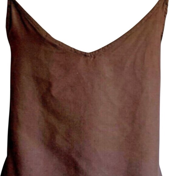 H&M  Eyelet Linen Blend Lace V Neck Camisole Top Sz 6 Brown #181E - Picture 6 of 9